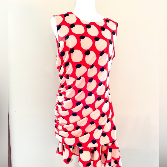 NWT Anthropologie Hutch Sleeveless Shirred Asymmetrical Ruffle-Hem Dress Polka - Picture 2 of 14